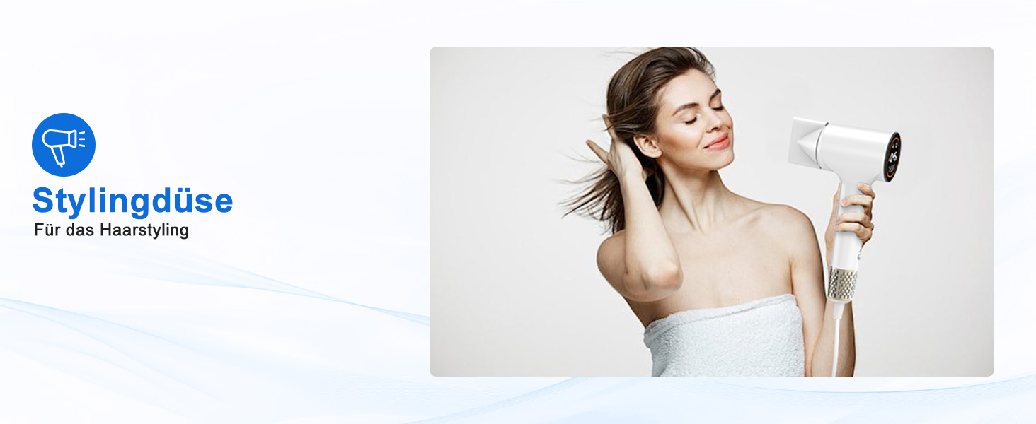 Фен для волосся з плазмою та безщітковим мотором 110 000 об/хв - швидке сушіння, тиха робота, з магнітною насадкою, для дому та подорожей (темно-сірий)