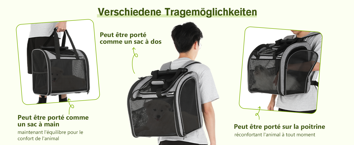 Рюкзак для собак та котів Pecute: переноска для 2 котів або 1 собаки, сірий