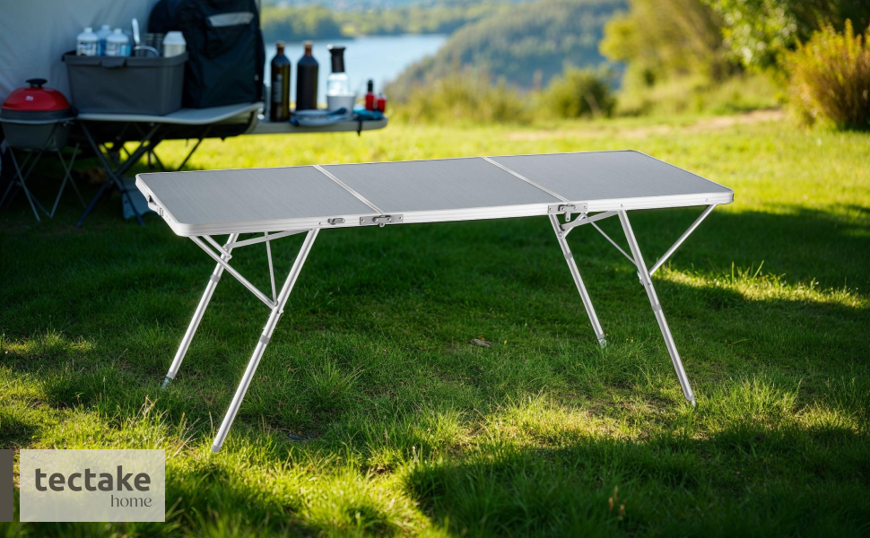 Складний алюмінієвий стіл Tectake для кемпінгу, саду та тераси 180x70x70.5 см, вологостійкий