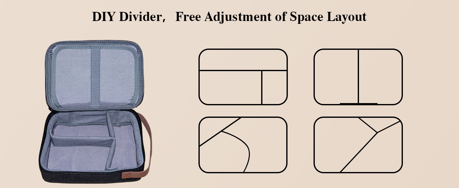Органайзер для кабелів WIWU з ручкою, велика місткість, чорний. Для аксесуарів, техніки, зарядних пристроїв, повербанків, жорстких дисків. Регульовані перегородки, портативний, для подорожей, офісу, школи.