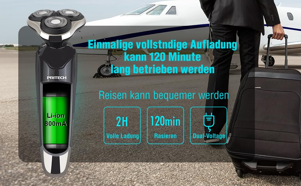 Електричний гостроющій PRITECH 3-в-1 для чоловіків: гостроющій, тример, та стрижка бороди. Бездротовий, IPX7, ротаційний, для сухого та вологого гоління. Червоний.