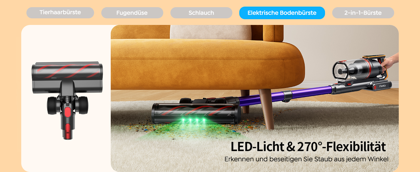 Бездротовий акумуляторний пилосос Fieety 600W з турбощіткою для тварин, 65 хвилин роботи, 8-шарова фільтрація та ароматерапією, для дому, авто та твердих поверхонь