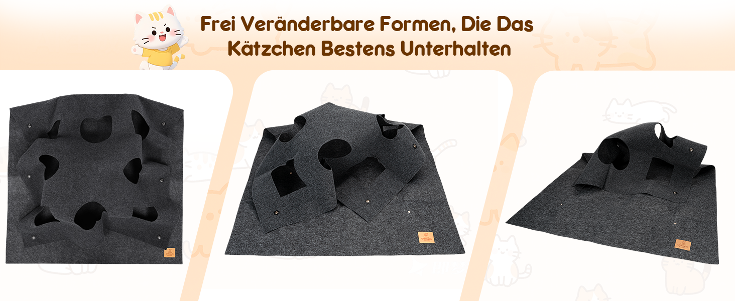 Килимок-ігровий для котів з тунелем та мішечком, інтерактивна іграшка, активний центр для котів, килимок для полювання, інтелектуальна іграшка, 100x100 см