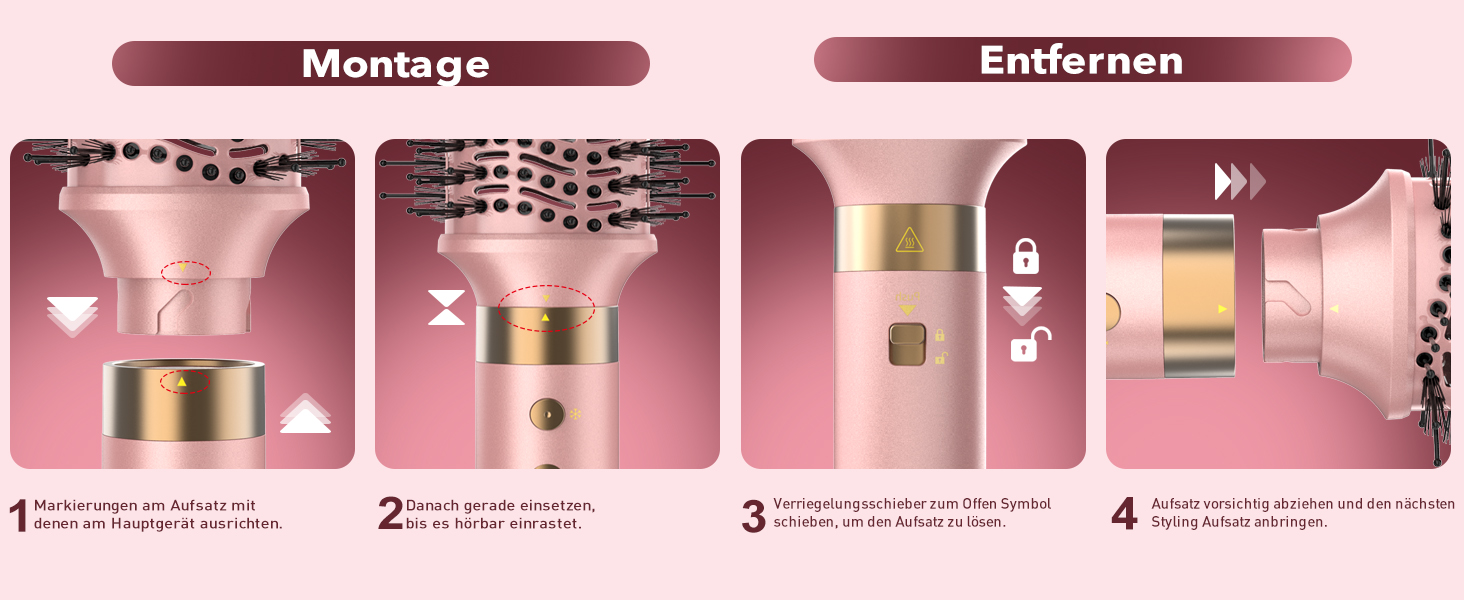 Airstyler 6-в-1: Фен, стайлер, локони, випрямлення. Рожевий колір.