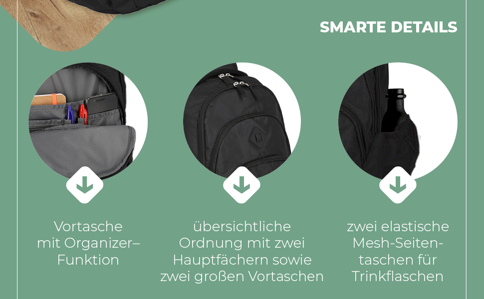 Рюкзак для ручної поклажі Travelite BASICS 22 л, 15,6'' для ноутбука, чорний, міський деньпак з багатьма відділеннями, 45 см