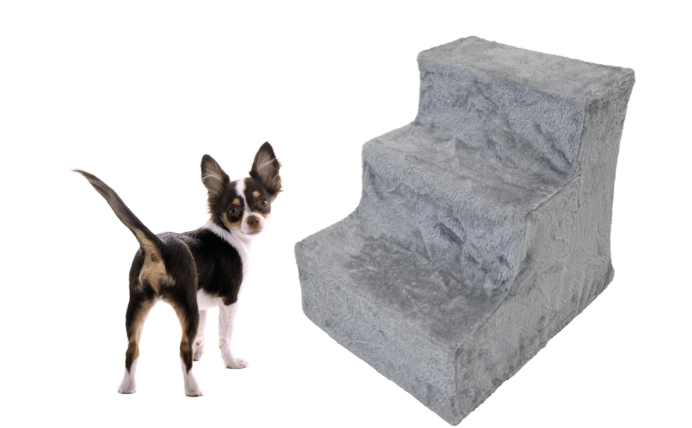 Сходинки для собак TRUTZHOLM - 3 сходинки, пандус для ліжка та дивану, знімний, пральний плюшевий чохол антрацитового кольору, міцні, для собак та котів, для захисту суглобів
