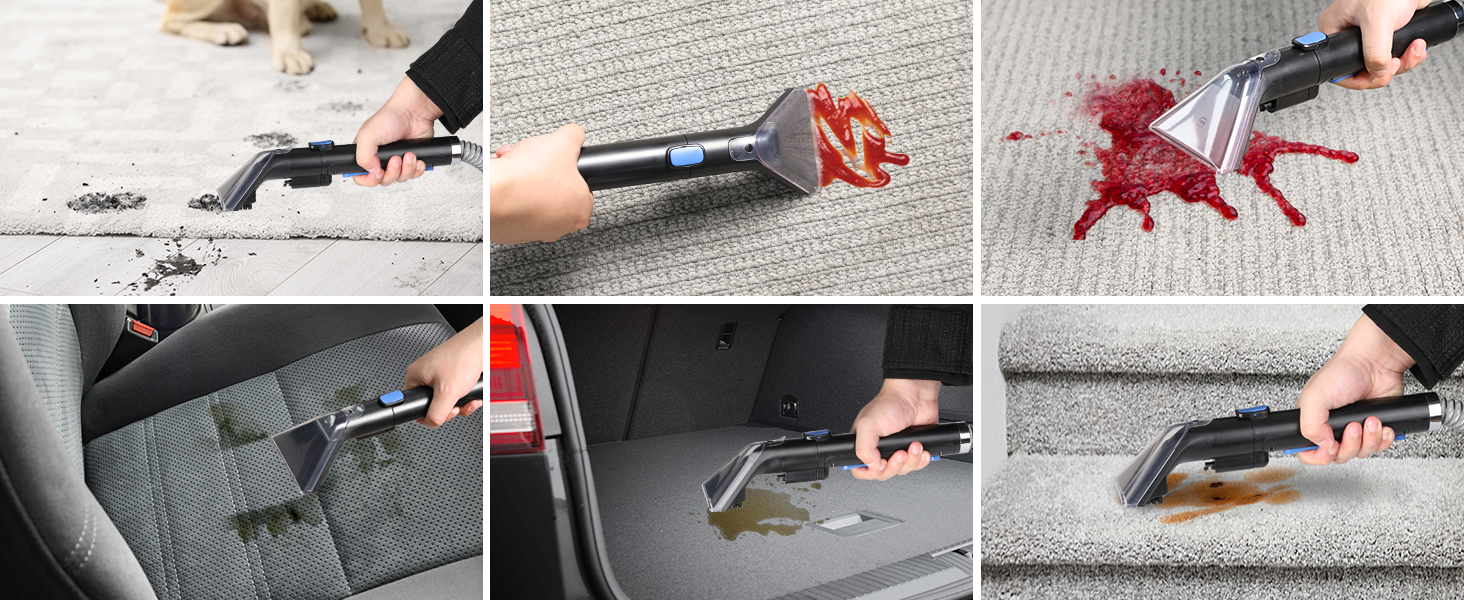 Пристрій для чищення м'яких меблів Slevoo 450W: мокрий/сухий пилосос з миючим засобом для килимів, диванів, меблів та авто