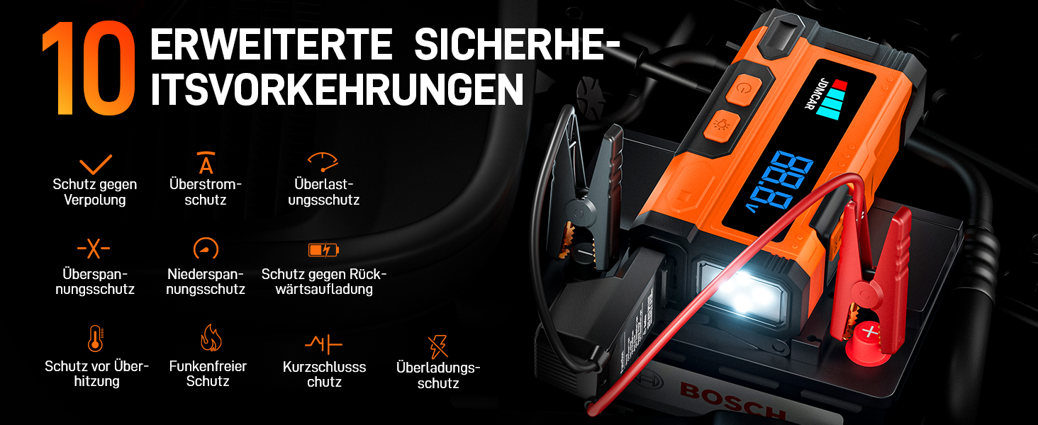 Powerbank для автомобіля Starthilfe 7000A-JDMCAR: пусковий пристрій з LCD екраном та ліхтариком