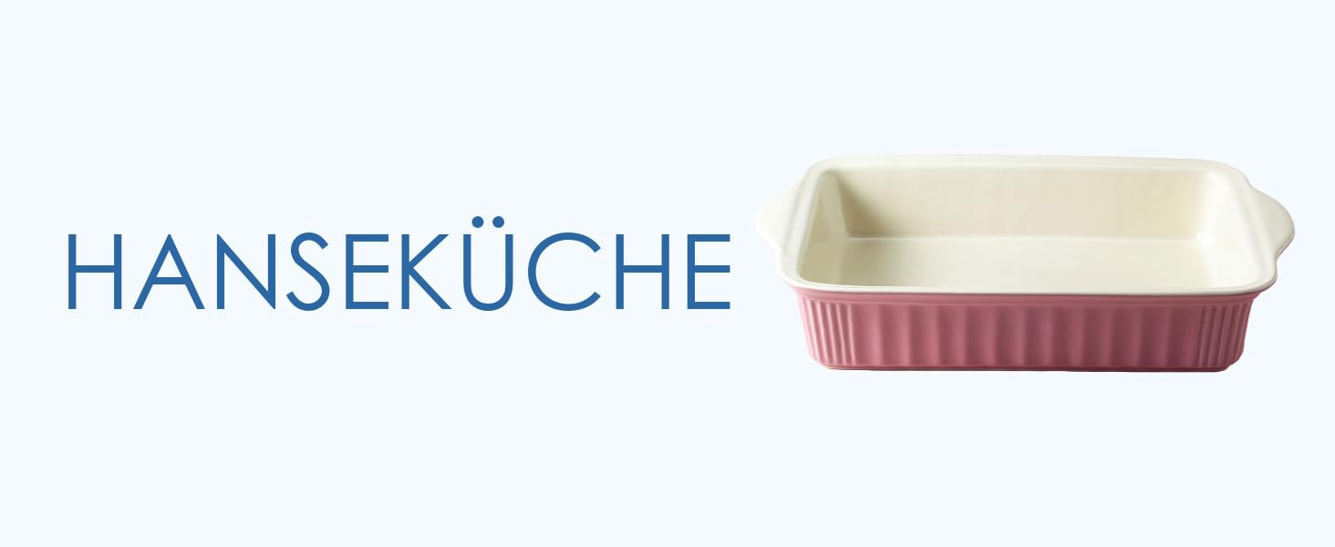 Велика керамічна форма для запікання Hanseküche на 4 особи, рожева – ідеальна для лазаньї, запіканок, тірамісу