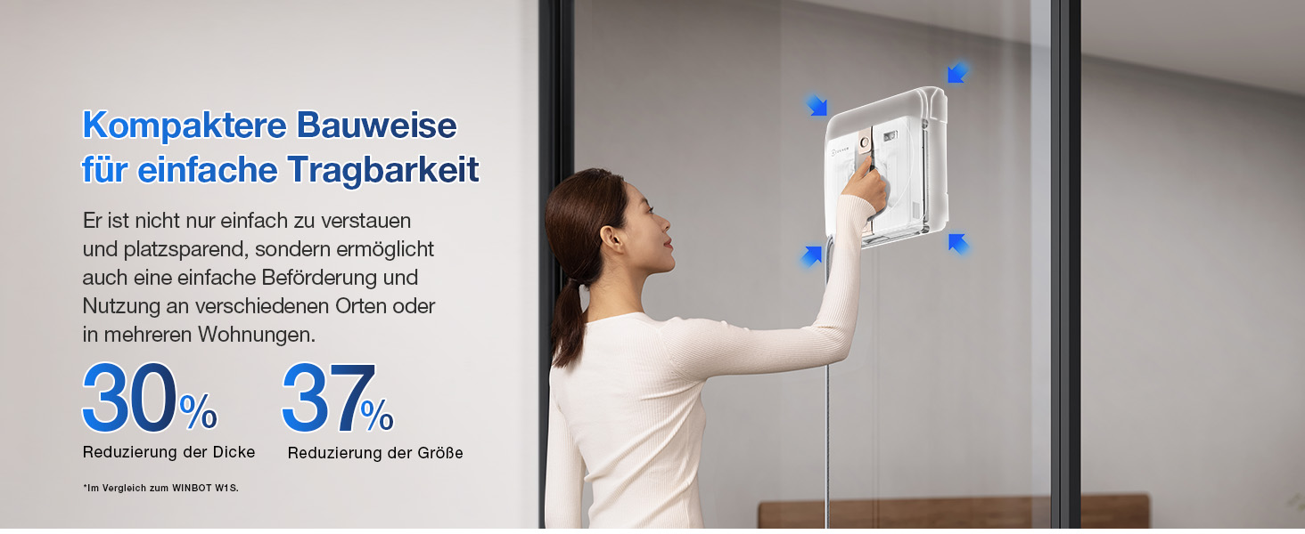 ECOVACS WINBOT Mini - робот для миття вікон, компактний, з ультразвуковим розпиленням, сірий (Mini Weiß)
