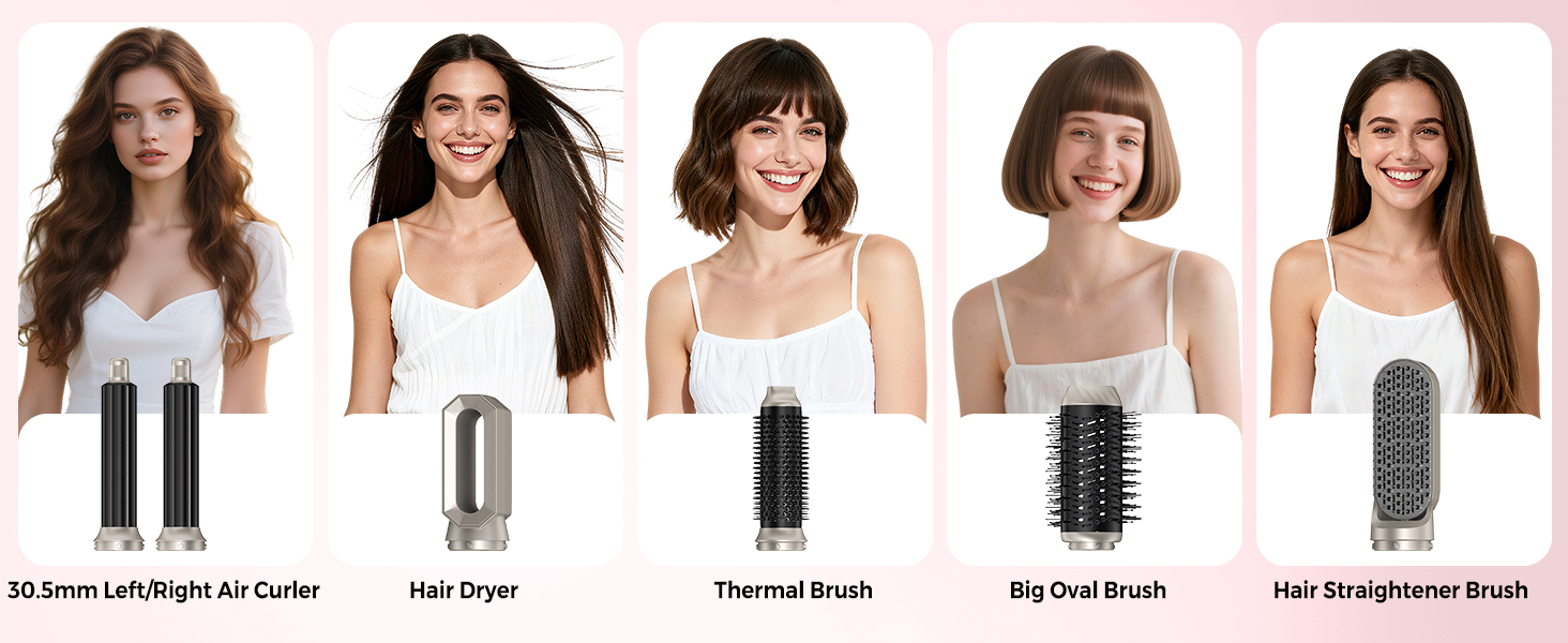 Набір для укладки волосся Atopskins 6 в 1: фен, плойка, щітка | 1000W, золотий