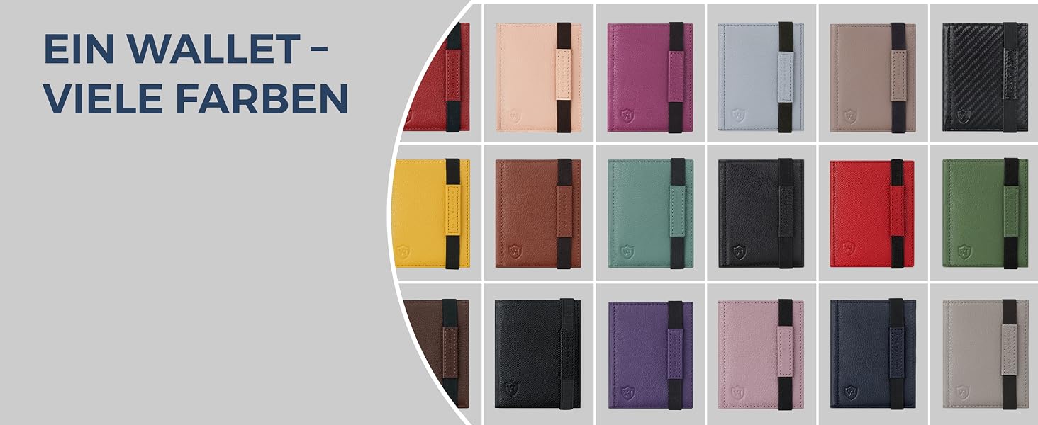 Шкіряний тонкий гаманець VON HEESEN з RFID-захистом, компактний картхолдер для чоловіків та жінок, чорний (гладка шкіра, XL відділення для монет)