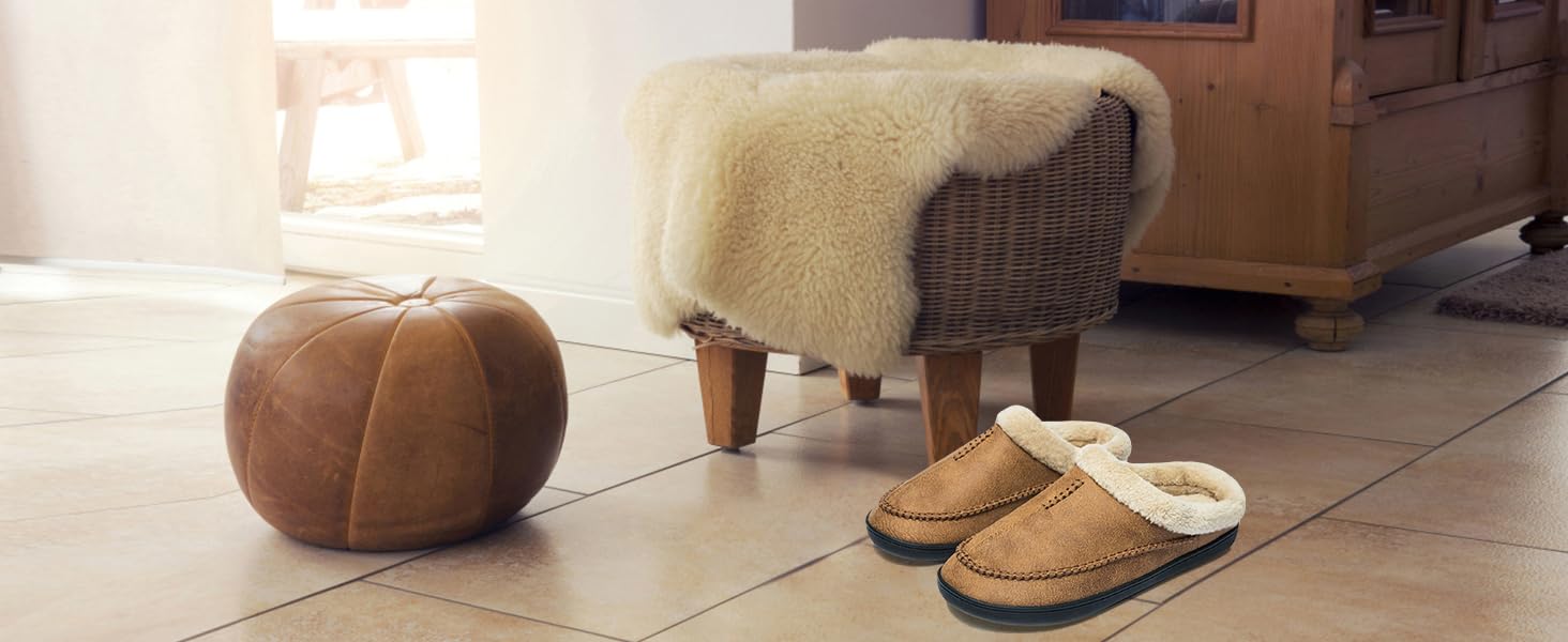 Чоловічі халапи Miqieer з піною пам'яті, теплі зимові халапи з плюшу, розмір 45/46 EU, колір кавовий