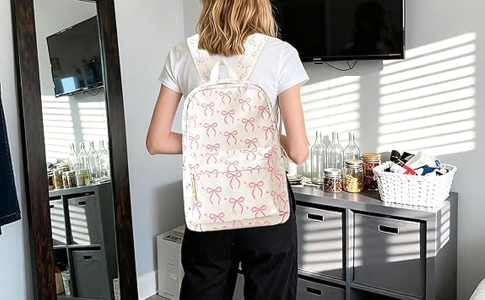 Жіночий рюкзак для ноутбука, шкільний рюкзак, легкий та стильний (рожевий)