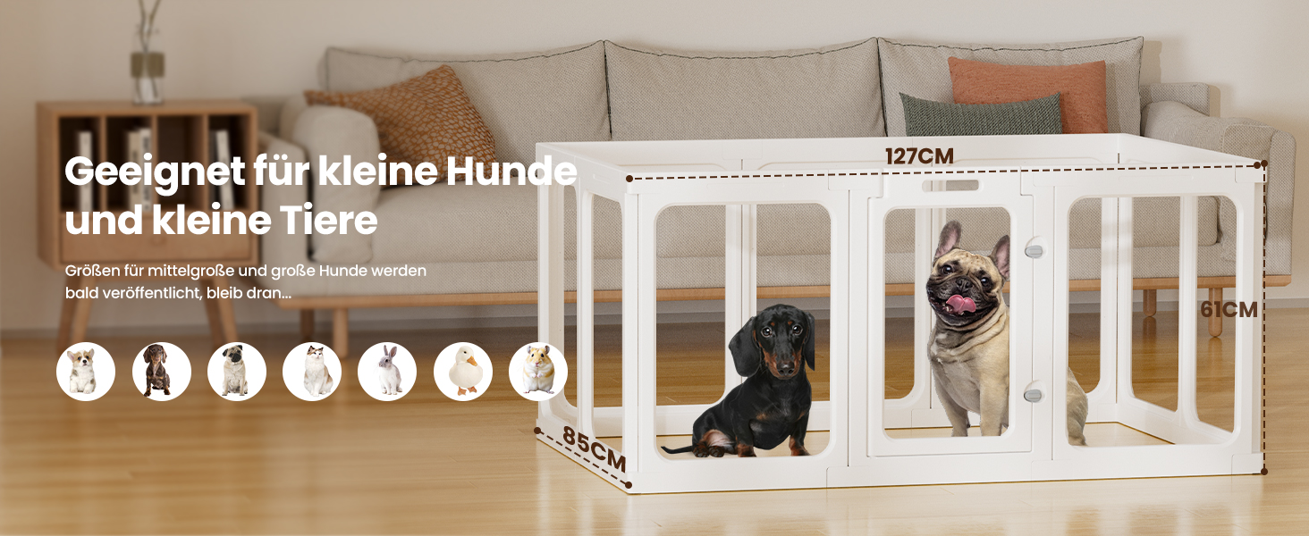 Клітка-біговий вольєр для цуценят Gardner Pet Acryl з акрилу, 60 см, 8 панелей, для дому, складана, прозора, з присосками, підходить для цуценят, кроликів, котів, свиней, білий