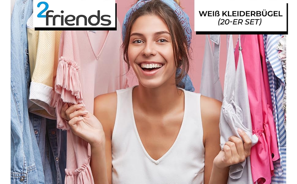 Плечики для одягу білі, пластикові, з обертовими гачками, 41 см, Made in EU, екологічні (100% перероблений матеріал)