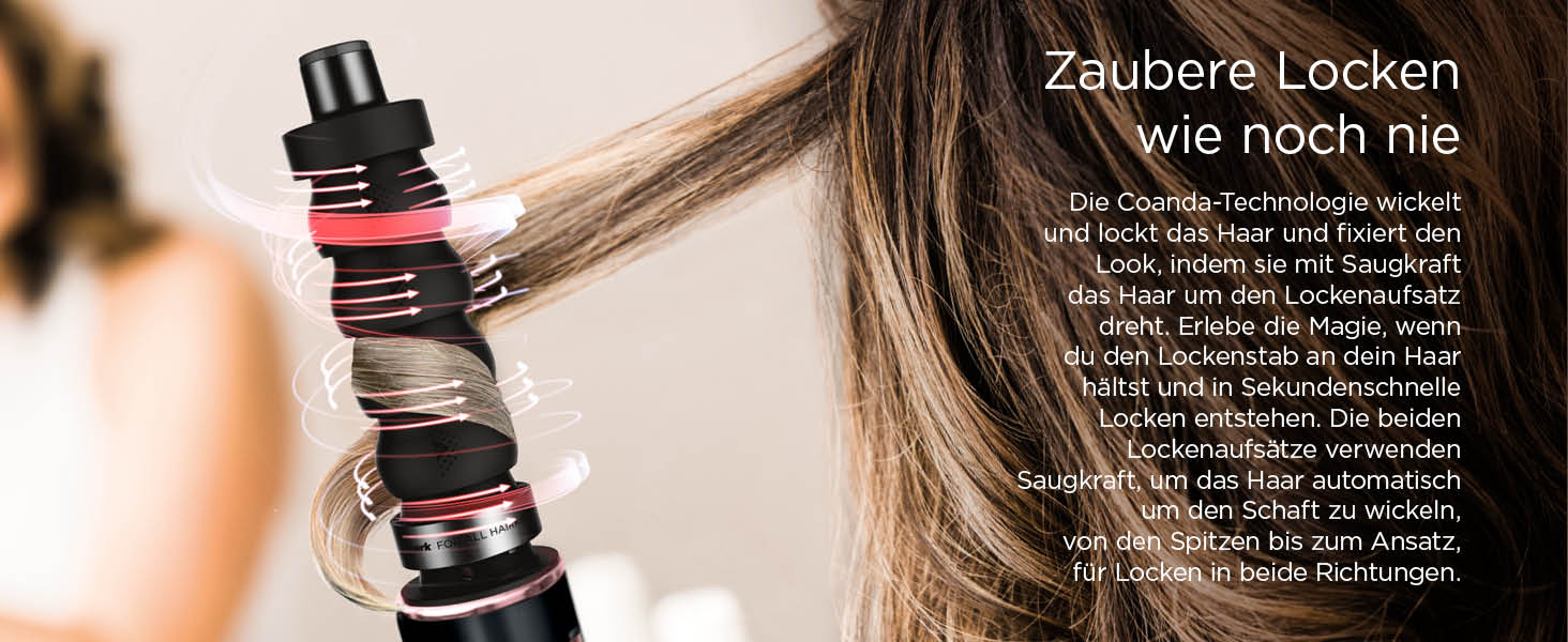 Фен Shark FlexStyle 5-в-1 з насадками для укладання, випрямлення та створення локонів – без пошкодження волосся, для всіх типів волосся (Чорний / Рожеве золото)