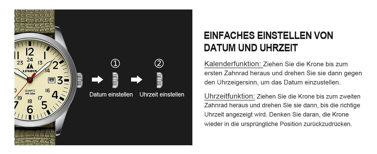 Годинник чоловічий LN LENQIN Military 30M водонепроникні, аналогові кварцові годинники з датою, нейлоновий ремінь, тактичний спортивний годинник (06- світло-зелений сріблястий жовтий)