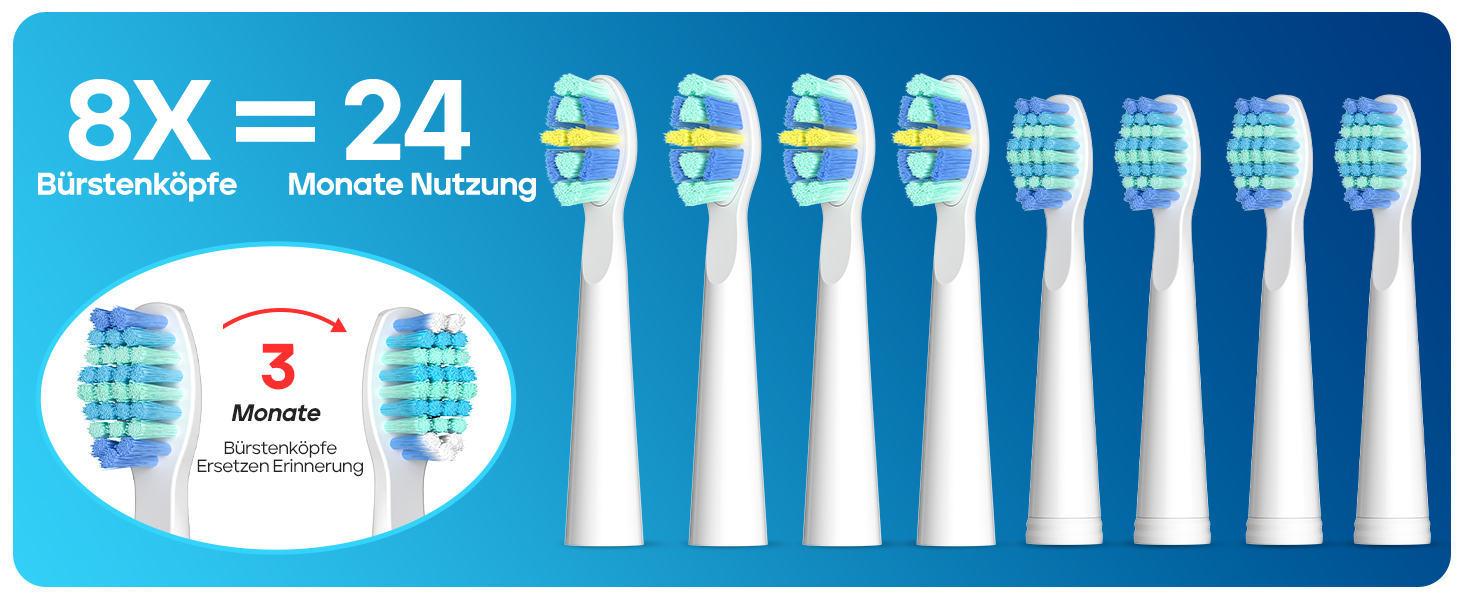 Електрична звукова зубна щітка Seago SG-958 (біла), 40000 вібрацій/хв, 5 режимів, 8 насадок, USB-зарядка