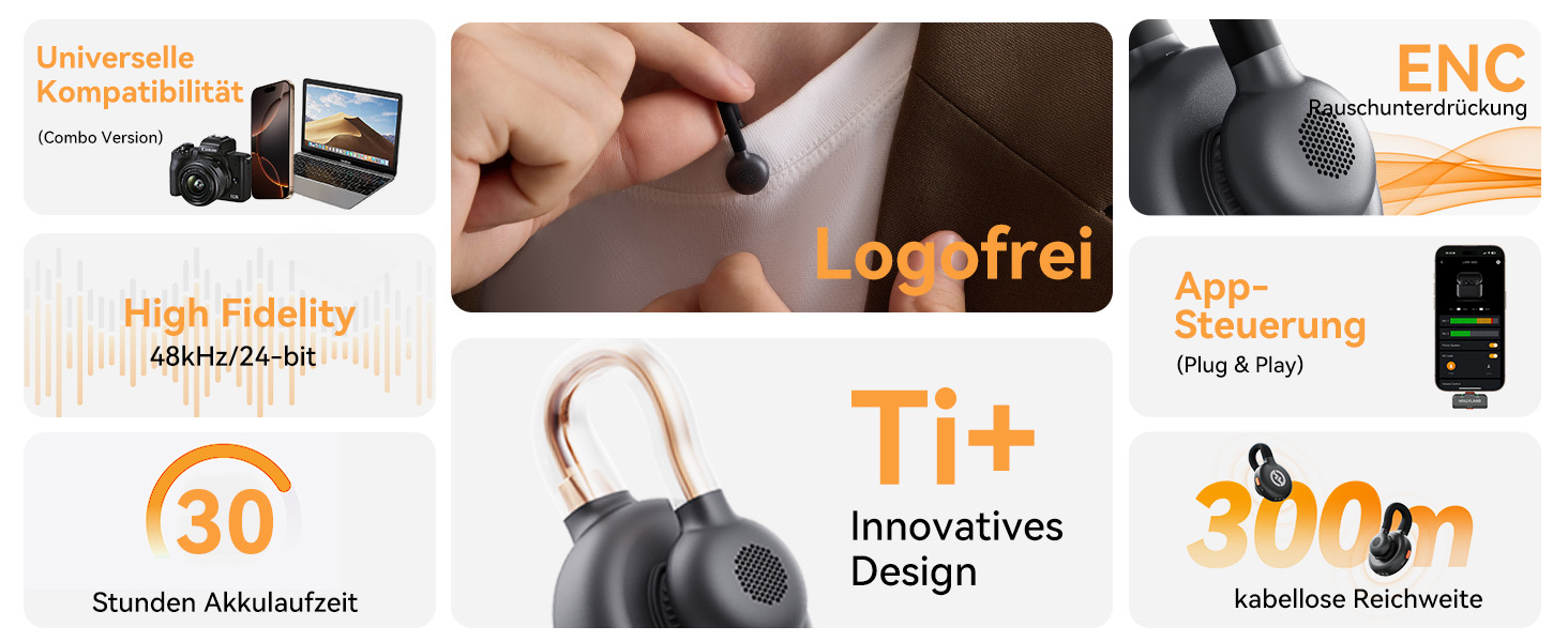 Hollyland Lark M2S Бездротовий мікрофон-лапка з USB-C для iPhone 15/16 та Android, кліпса Titan, Plug-and-Play, шумозаглушення, 300 м радіус дії, 27 годин роботи від акумулятора для Vlogging (2 передавачі + 2 приймачі + зарядний пристрій), Чорний