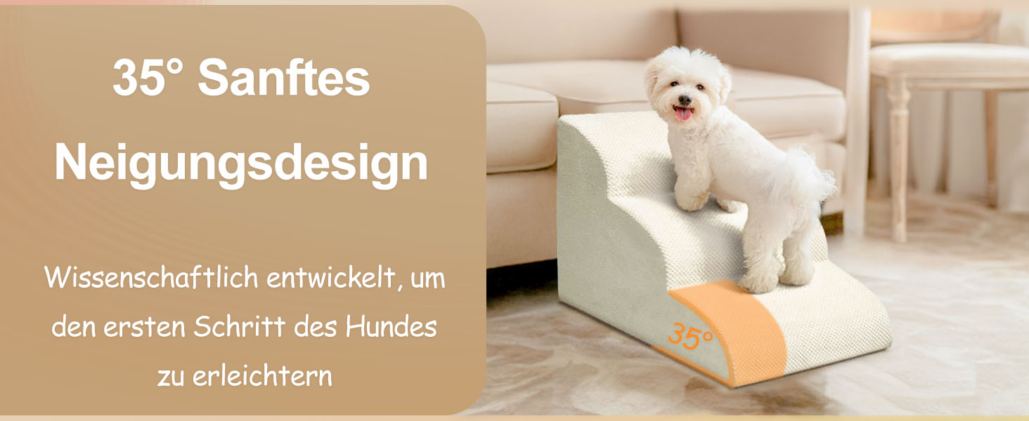 Сходи для собак Niubya, 62 см, 5 сходинок, для котів та собак, для літніх та поранених тварин, знімний чохол, щільна піна (Сірий)