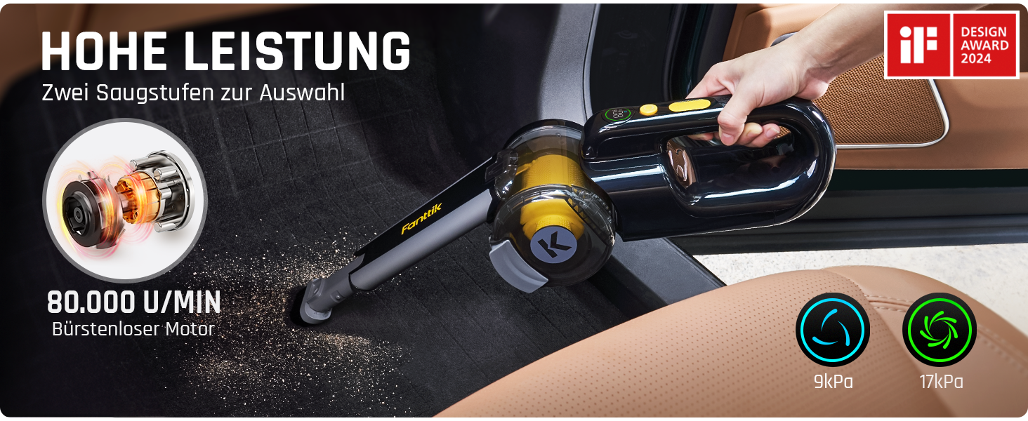 Бездротовий пилосос Fanttik Fold V10 Apex Pivot: 17000 Па, LED-дисплей, для дому та авто | Deluxe Edition з гнучким шлангом та насадкою для шерсті тварин