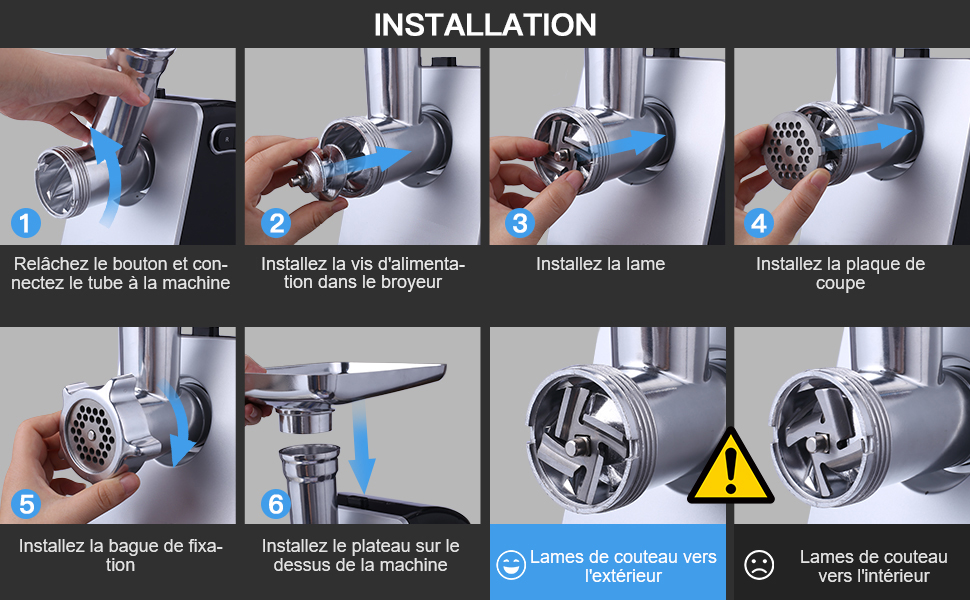 М'ясорубка електрична COOCHEER 2000 Вт багатофункціональна з насадками для ковбас, кеббе та подрібнення овочів/фруктів, чорна