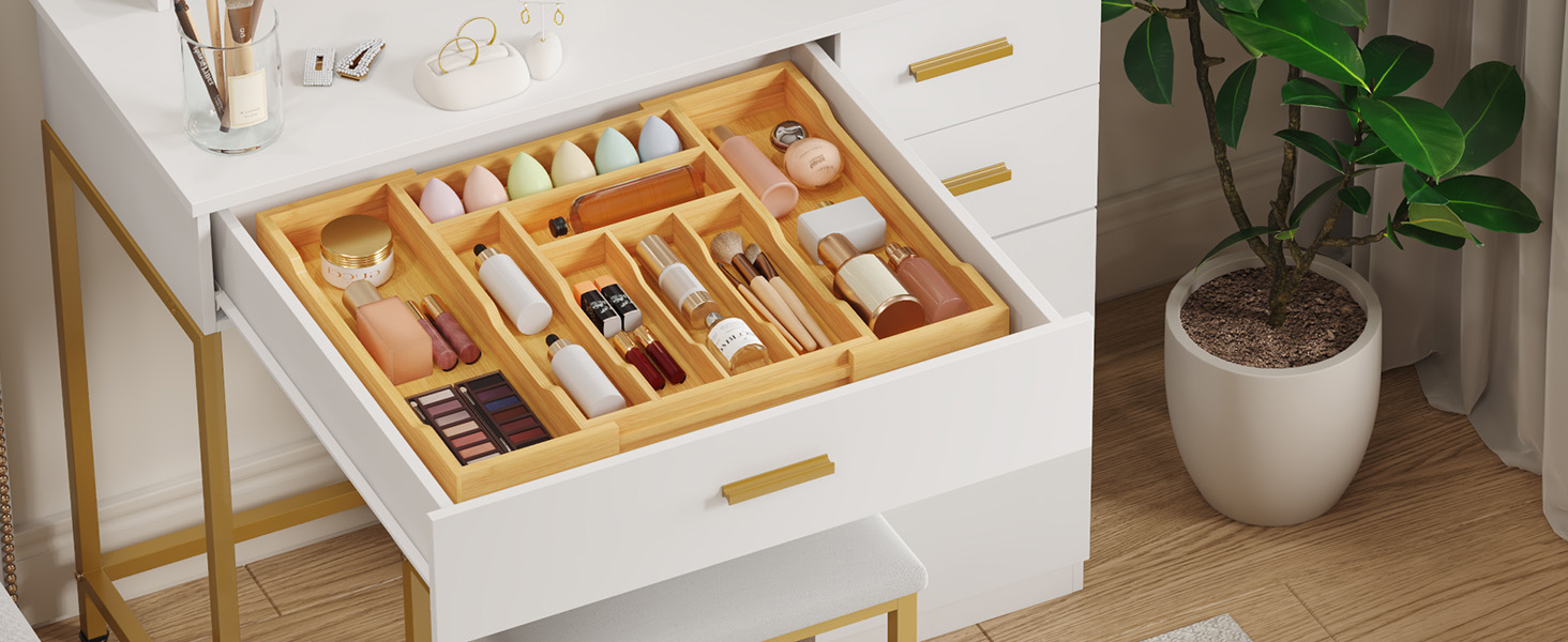 Органайзер для столових приборів Lifewit в шухляду, бамбуковий, 43x31-53x47 см, висувний, для ложок, виделок, ножів