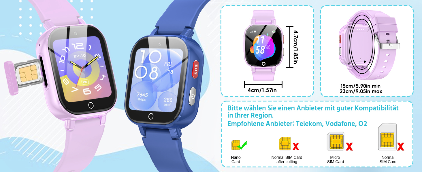 Дитячий розумний годинник 4G GPS з відеодзвінками та SOS, WiFi, крокомір, будильник, ігри, для дівчаток та хлопчиків від 4 років, чорний