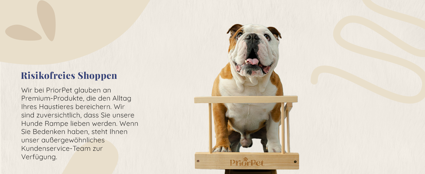 Сходинки для собак PRIORPET з берези з поручнями - регульована висота до 94.5 см - складаються - антиковзаюча поверхня - для маленьких собак до 23 кг - натуральне дерево