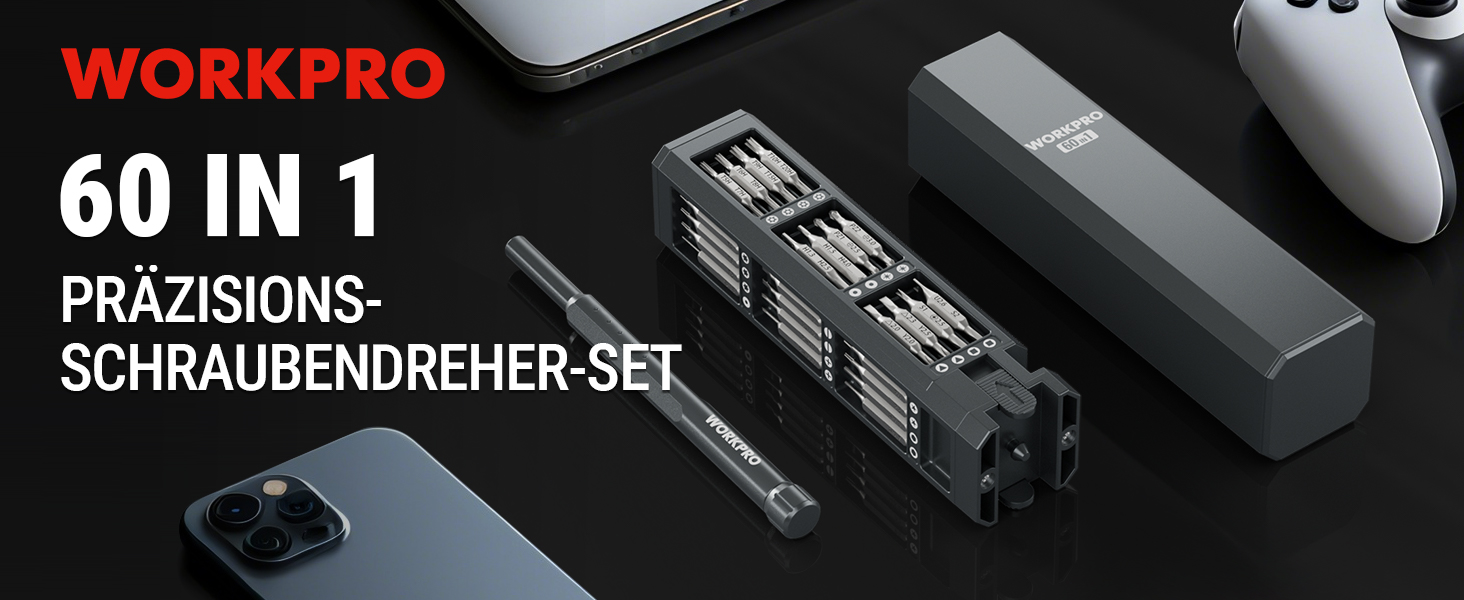 Набір викруток WORKPRO 60 в 1 для дрібної механіки, преміум-якість, з бітами Cr-V, для точного ремонту