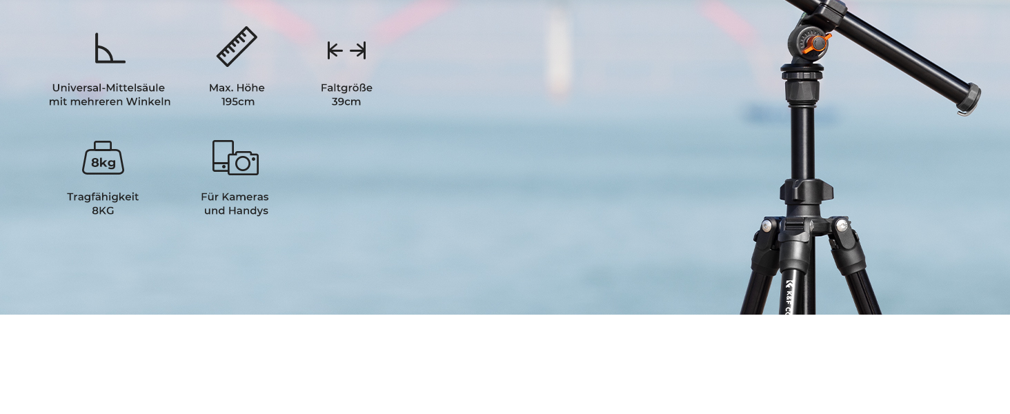 Штатив K&F Concept O234A1: компактний, легкий, для камери та смартфона, 163 см, алюміній