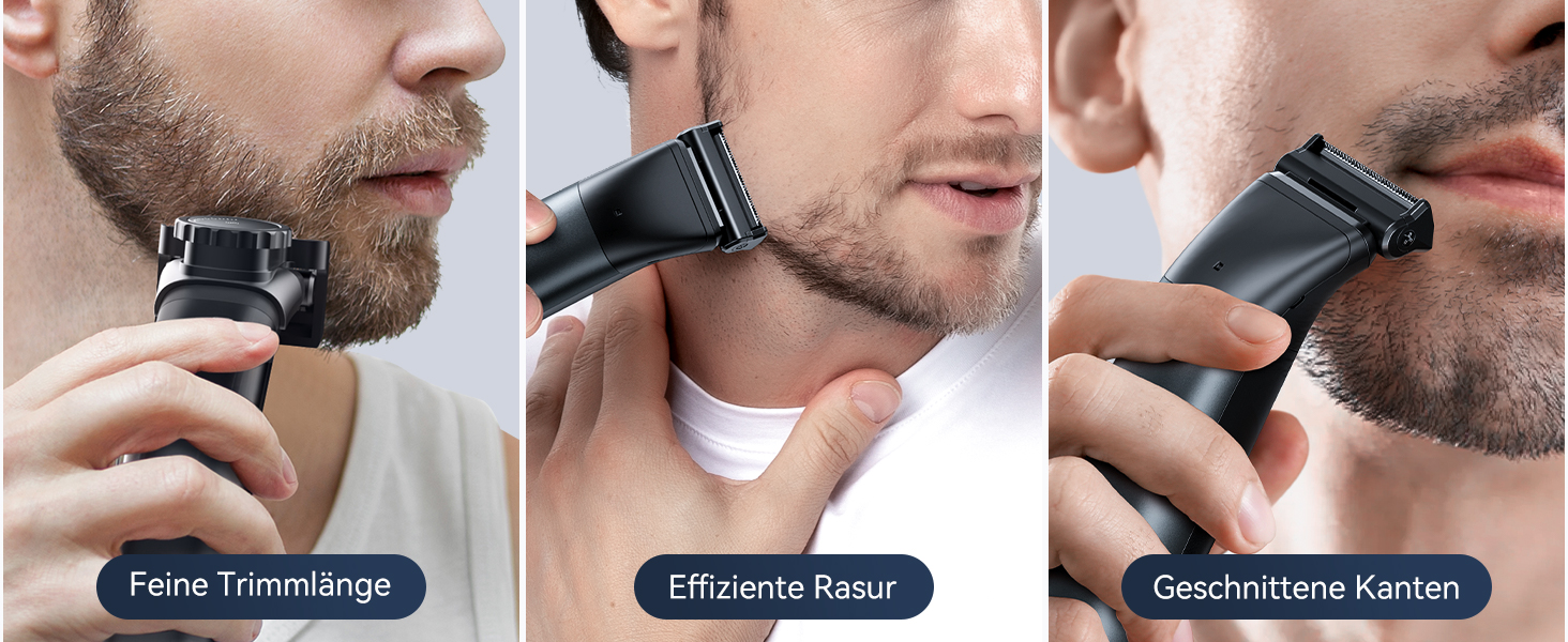 Мультитриммер для тіла чоловічий 2-в-1: тіло, обличчя, інтимна зона. Вологостійкий, USB-C. З насадками.