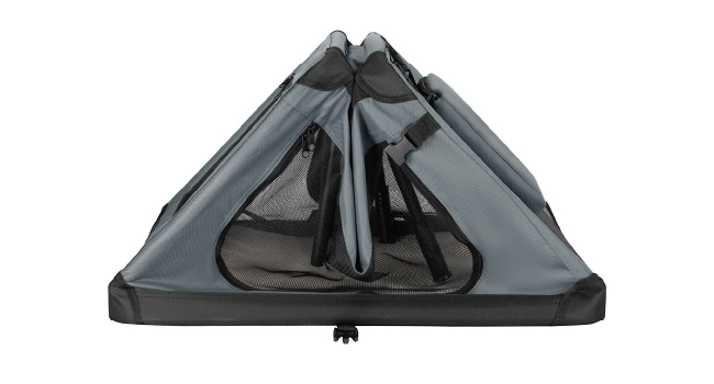 Juskys Collapsible Dog Carrier Box - Portable Travel Crate for Dogs, Cats & Pets - Oxford Fabric, Includes Blanket, Pouch & Handles - Grey, 50x34x36 cm