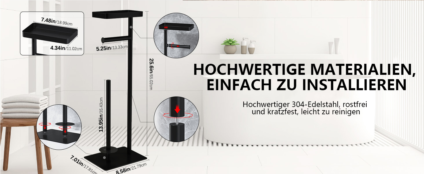 Підставка для туалетного паперу настільна з боксом для вологих серветок, з нержавіючої сталі, чорна матова