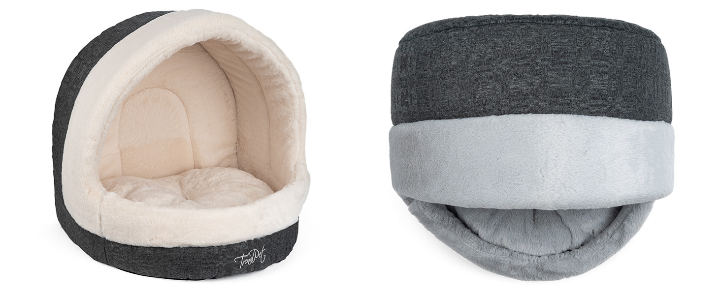 TrendPet LunaHome: затишна печерка-лежанка для собак та котів сірого та бежевого кольорів