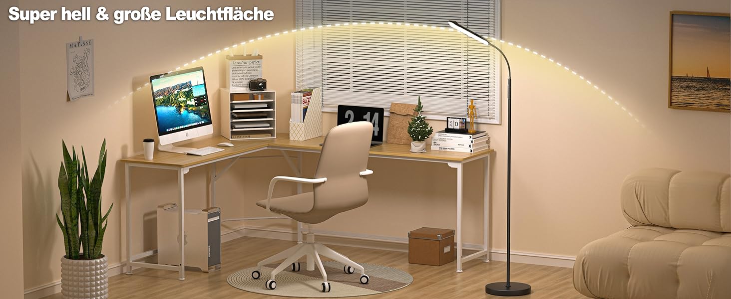 LED-стельова лампа Marctronic для вітальні, диммування, регулювання висоти, 18W, 1800LM, з пультом та сенсором, сучасний дизайн, для офісу, спальні (чорний)