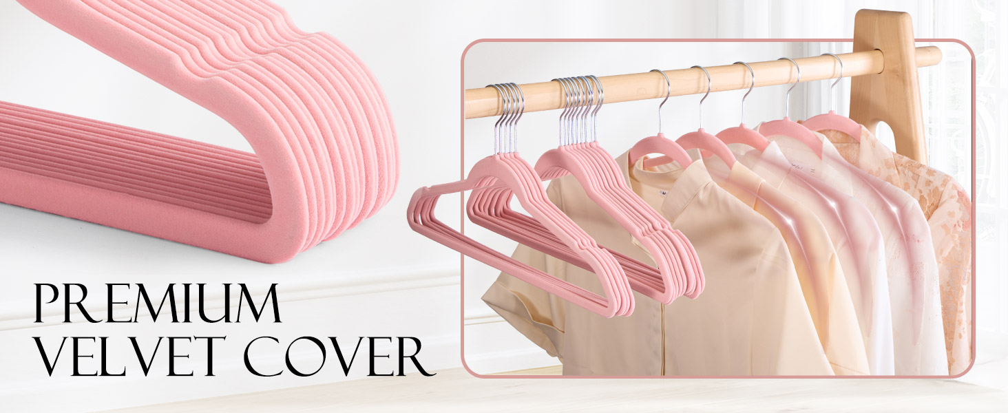 Вешалки для одягу HOUSE DAY, 20 шт. - вешалки з оксамиту, для костюмів, штанів, широкі, обертаються на 360°, рожеві