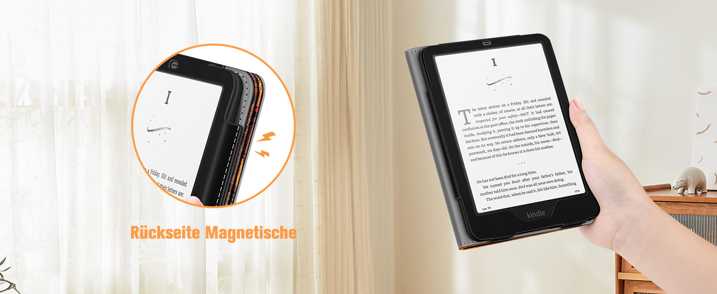 Чохол Fintie для Kindle Paperwhite 12-го покоління (2024/2025) та Kindle Colorsoft/Signature Edition, з підставкою, петлею та авто-сном, чорний