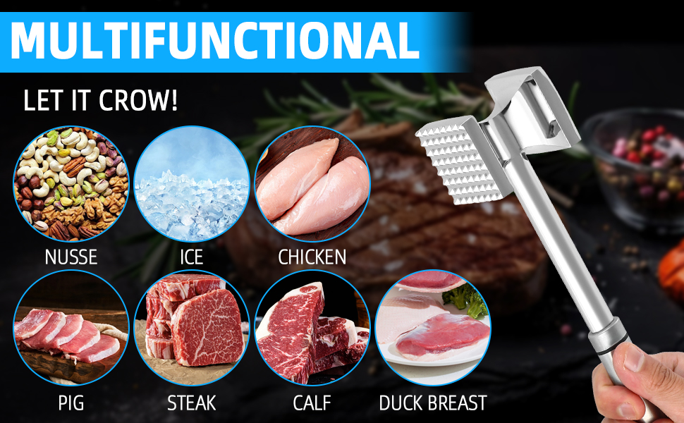  Fleischhmmer Bixury 27 см з нержавіючої сталі: подвійний м'ясорубка для кухні, ідеальний для шніцелів, котлет та стейків