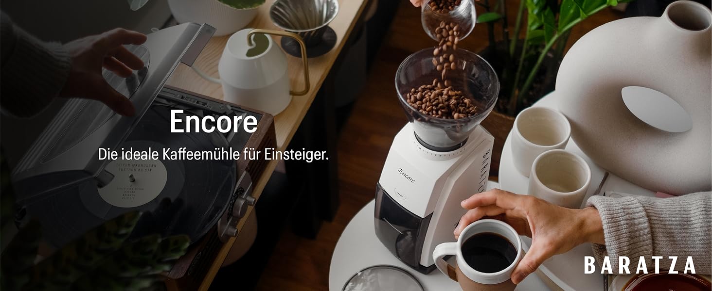 Кавомолка Baratza Encore 230V - електрична кавомолка з конічним жорном, 40 ступенів помолу, аксесуари для бариста, біла