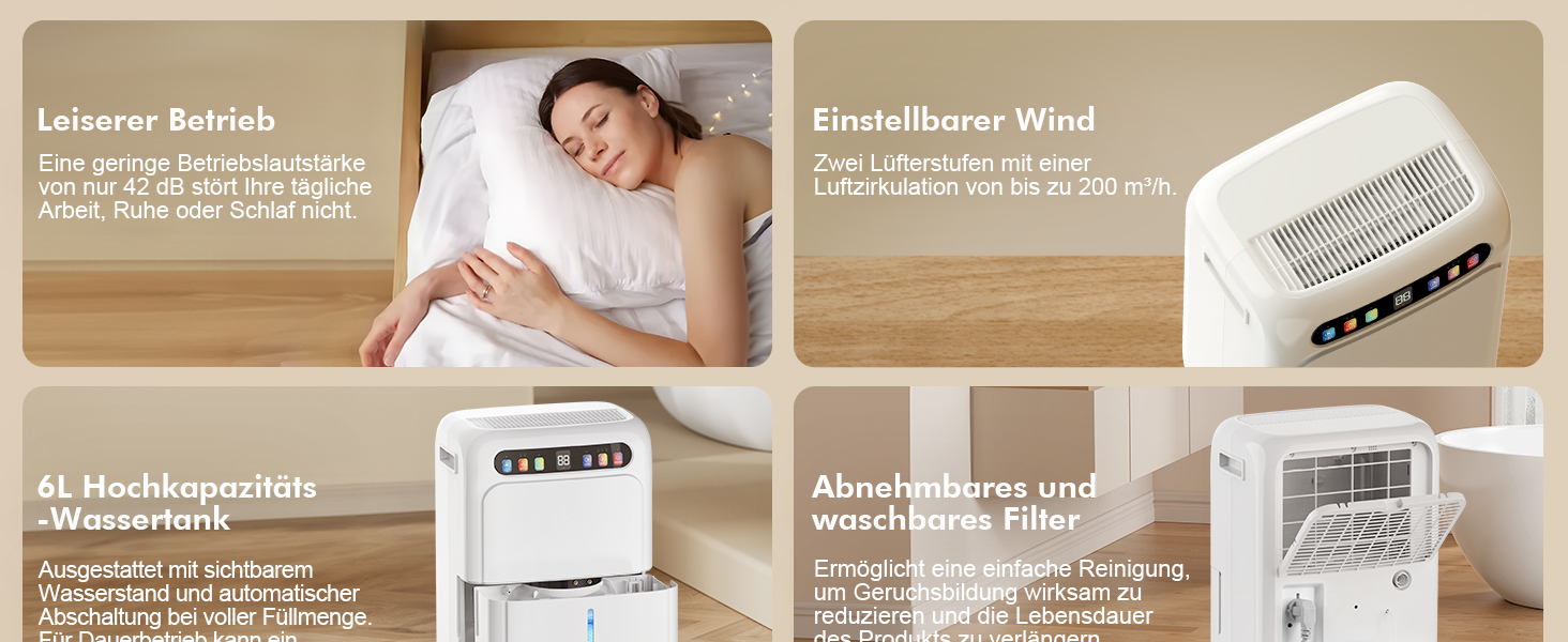 Електричний осушувач повітря з функцією сушіння білизни, тихий, з автоматичним контролем вологості, таймером, шланг 1м, для квартири до 120 м³, гарантія 10 років (20л)