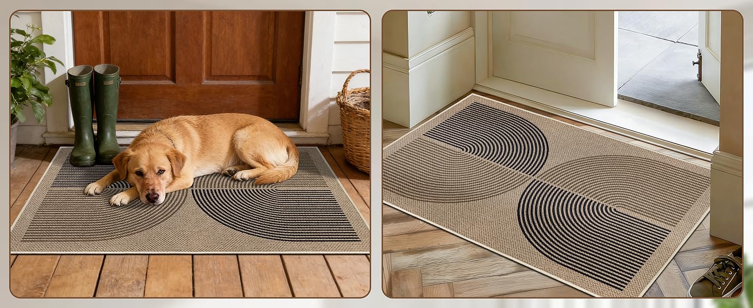 Килимок для дому та вулиці 50x80 см, джутовий, з антиковзаючим покриттям, для входу, балкону (Чорно-коричневий)