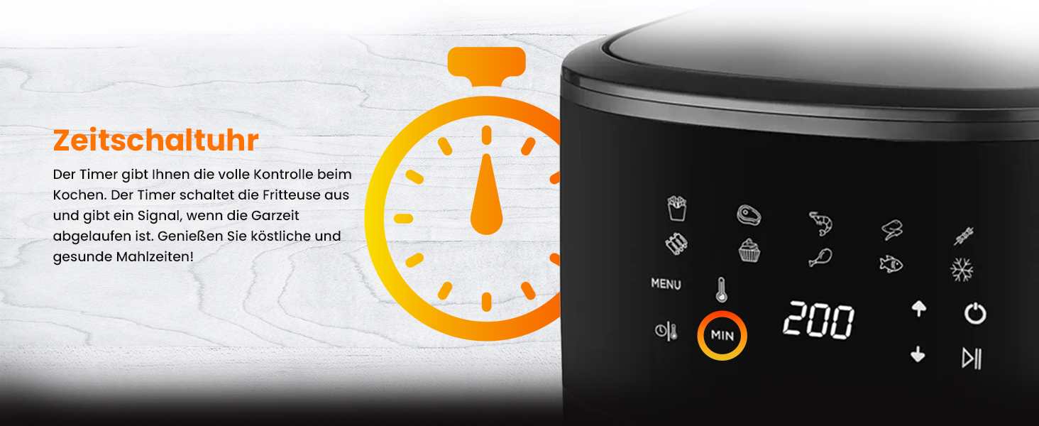 Аерофритюрниця Extralink 4.2L, 1400W з 10 функціями приготування, LED-сенсорний екран, економія енергії, 90% менше жиру