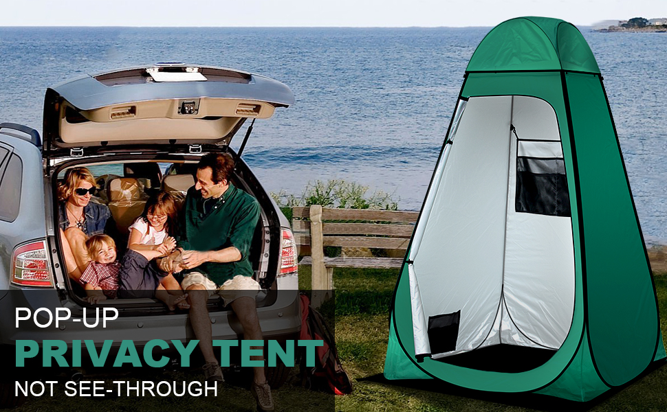 Pop Up Camping Toilet Tent with Shower - Portable Privacy Shelter for Outdoor Use - Green