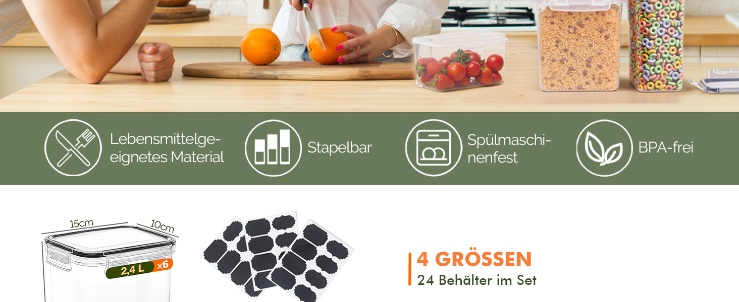 Набір контейнерів для зберігання Theo&Cleo (24 шт.) з кришкою, BPA-free, для кухні