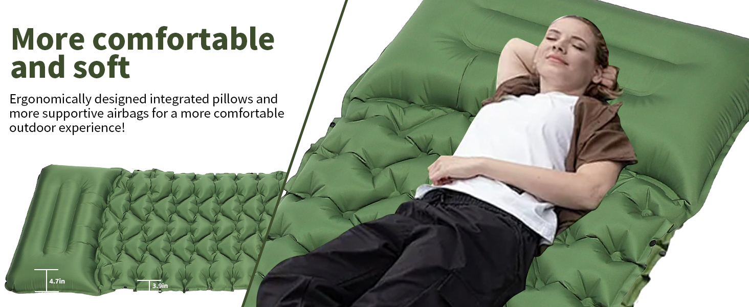 Саморозкладаючий килимок для кемпінгу TVWVT: легкий, з помпою, для подорожей та рюкзака