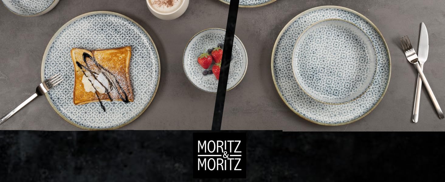 Набір кавових чашок Moritz & Moritz ALHAMBRA, 6 шт., 380 мл, порцеляна, блакитний, 24-х предметний посуд