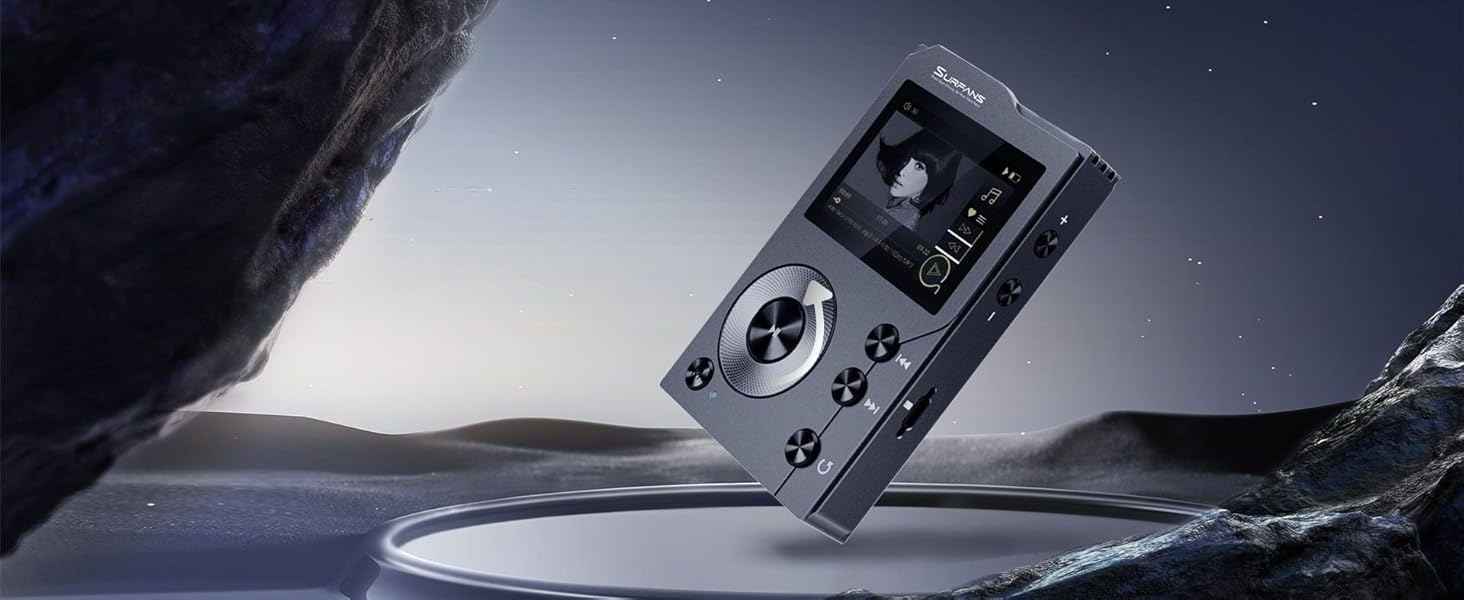 Surfans F20 - MP3 плеєр з Bluetooth 5.2, DSD DAC, без втрат високоякісний цифровий звук, портативний аудіоплеєр з 64GB карткою пам'яті, розширювана до 256GB