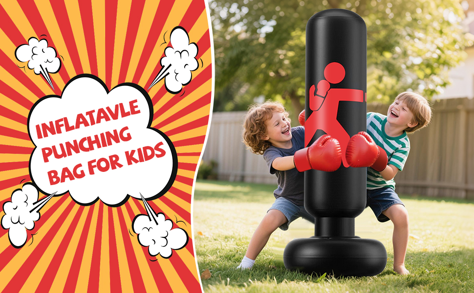 Надувний боксерський мішок для дітей 160см з боксерськими рукавичками. Ідеально для карате та тхеквондо (6-12 років)